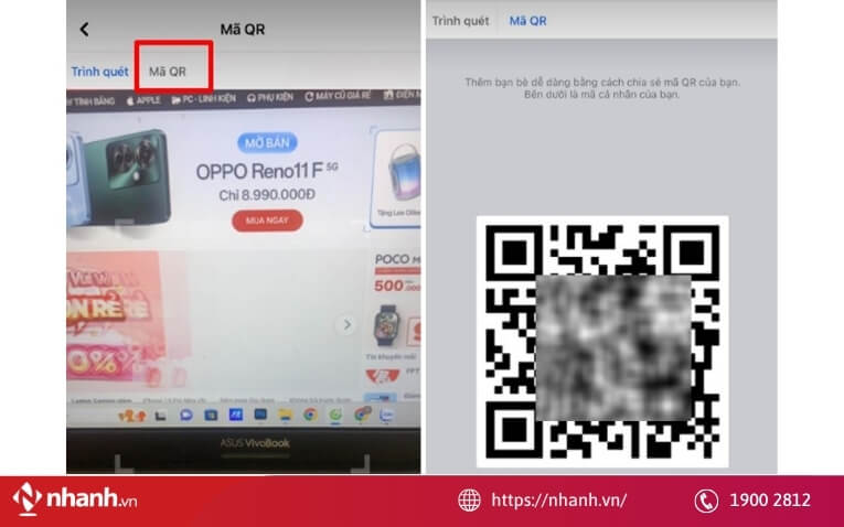 Sử dụng mã QR facebook